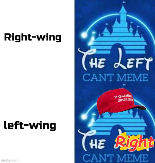 Right-wing left-wing imgflip.com THE LEFY CAN'T MEME MAKE NIN GRENYAA HE Right CAN'T MEME
