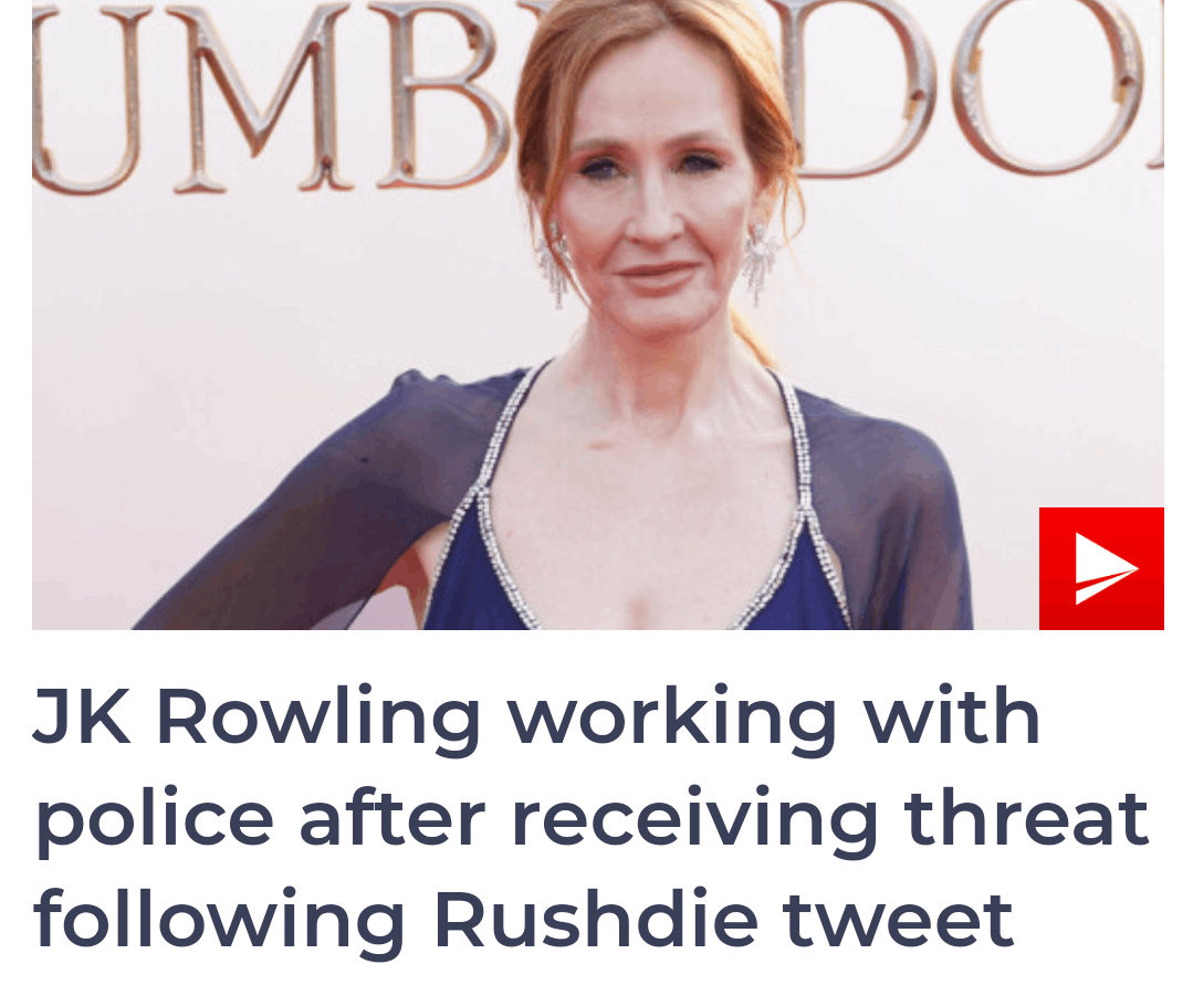 JMBI JK Rowling working with police after receiving threat following Rushdie tweet